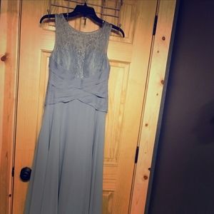 Azazie Dusty Blue floor length dress